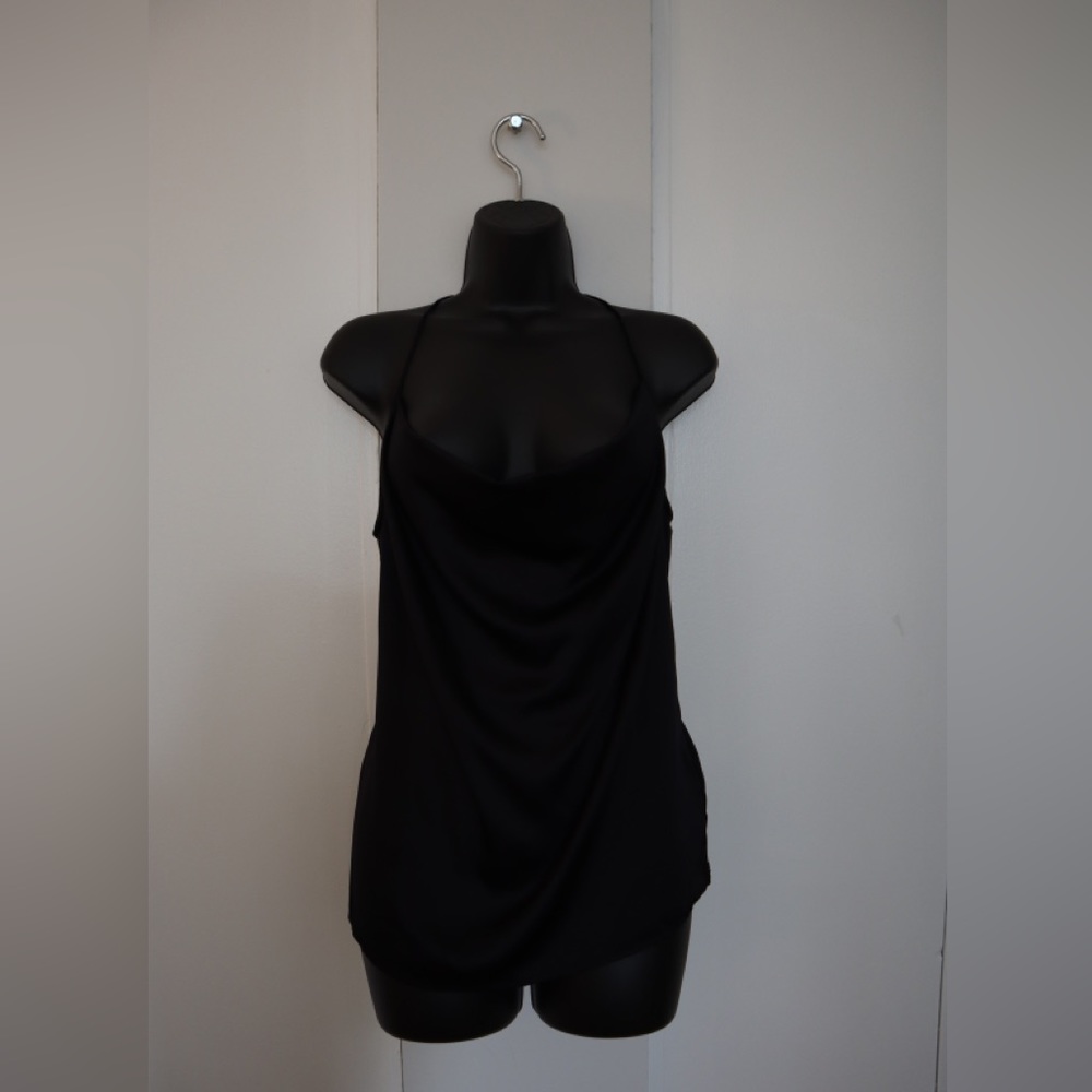 Express Satin Cowlneck Racerback | Black | Size S